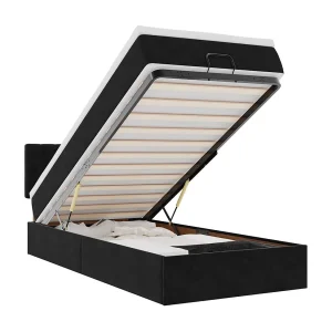 Bed poef met matras en LED's 80×200 cm fluweel zwart