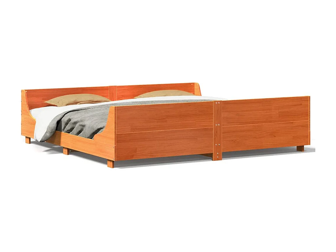 Bedframe zonder matras massief grenenhout wasbruin 200x200 cm