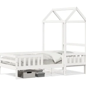 Bedframe met huisje massief grenenhout wit 75×190 cm