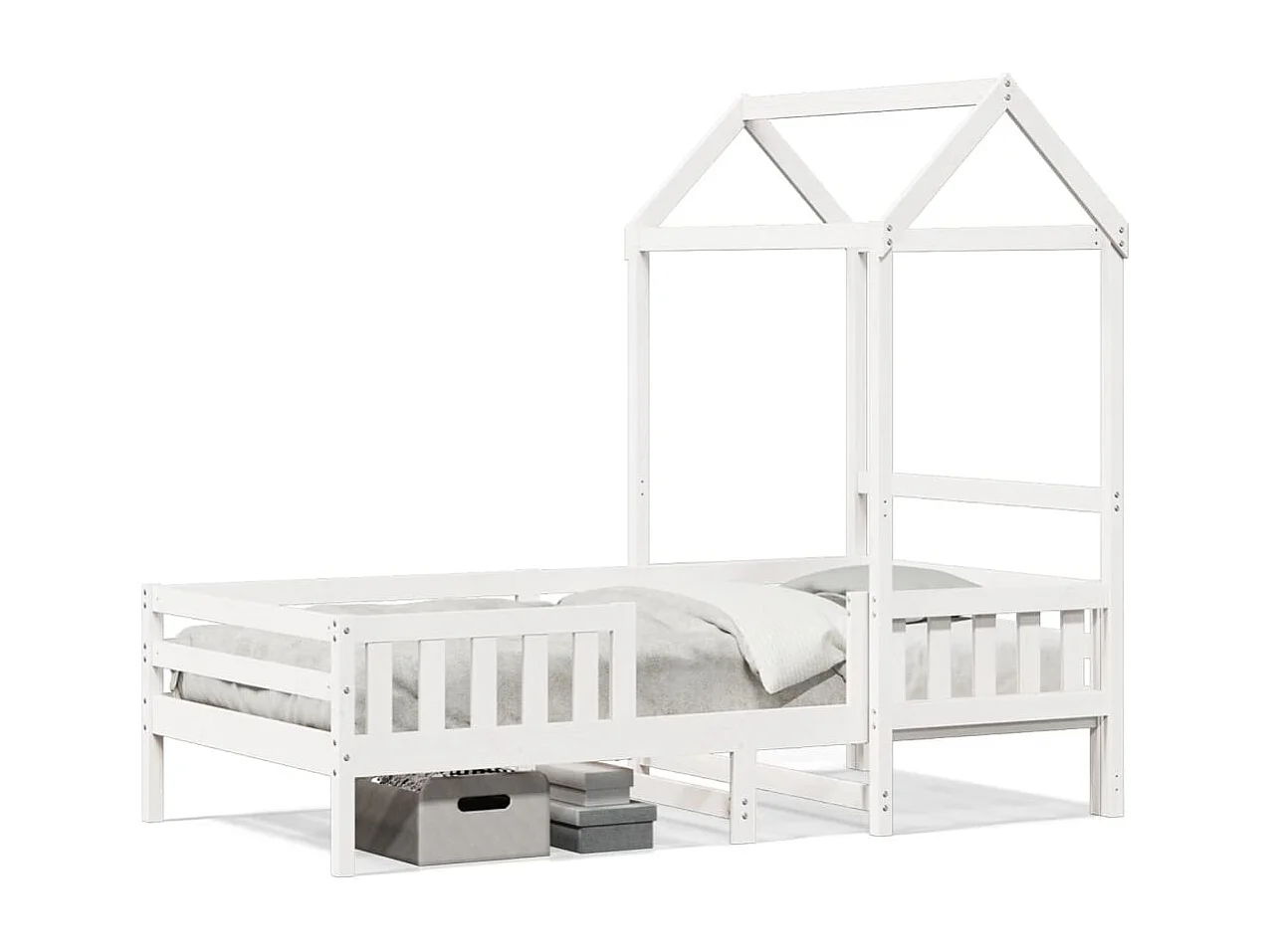 Bedframe met huisje massief grenenhout wit 75x190 cm