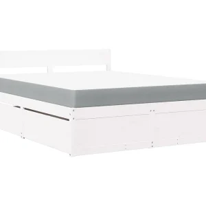 Bed met lades en matras massief grenenhout wit 160×200 cm