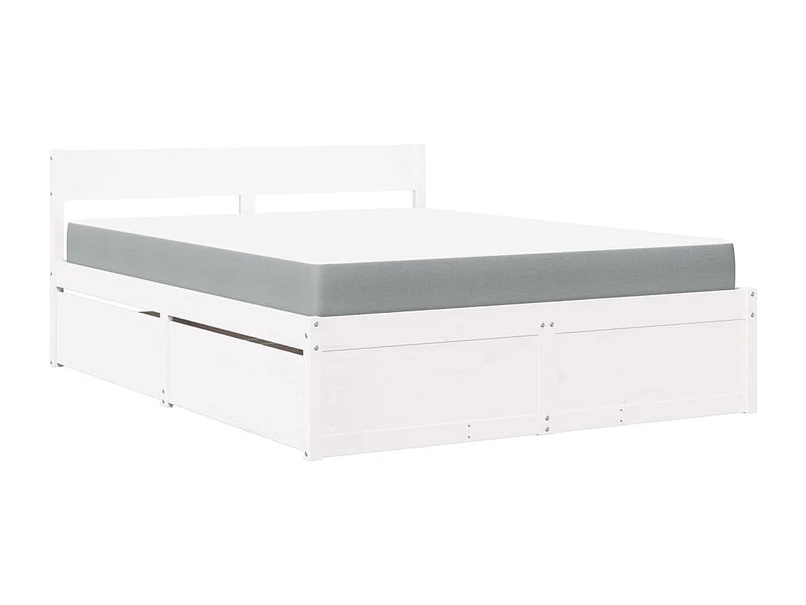 Bed met lades en matras massief grenenhout wit 160x200 cm