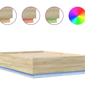 Bedframe met LED-verlichting sonoma eikenkleurig 140×200 cm Bedframe met LED-verlichting sonoma eikenkleurig 140×200 cm