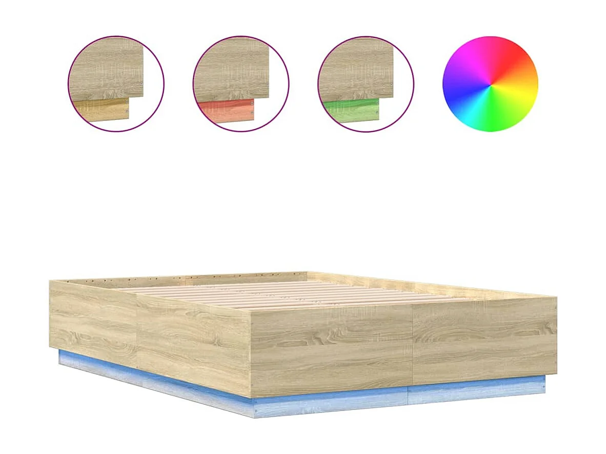 Bedframe met LED-verlichting sonoma eikenkleurig 140x200 cm