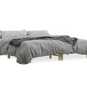 Bedframe bewerkt hout metaal sonoma eikenkleurig 160×200 cm Bedframe bewerkt hout metaal sonoma eikenkleurig 160×200 cm