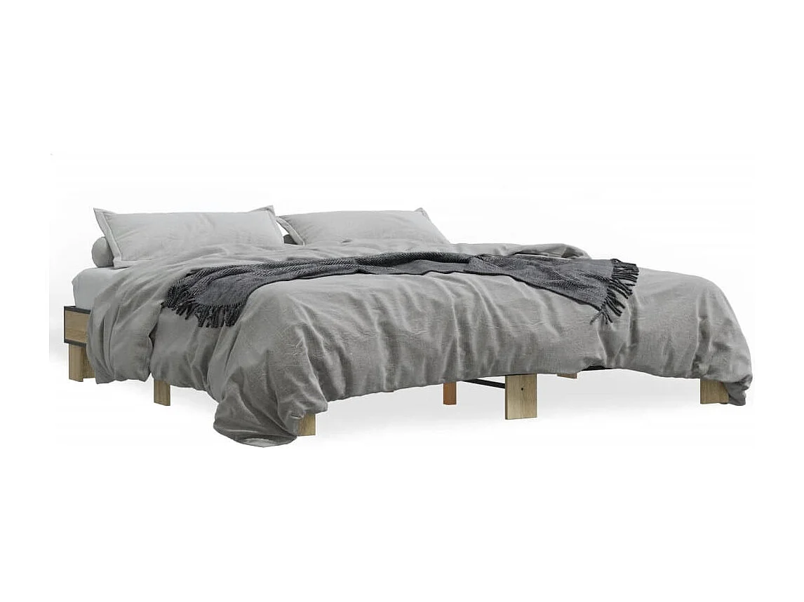 Bedframe bewerkt hout metaal sonoma eikenkleurig 160x200 cm