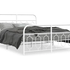 Bedframe met hoofd- en voeteneinde metaal wit 135×190 cm Bedframe met hoofd- en voeteneinde metaal wit 135×190 cm