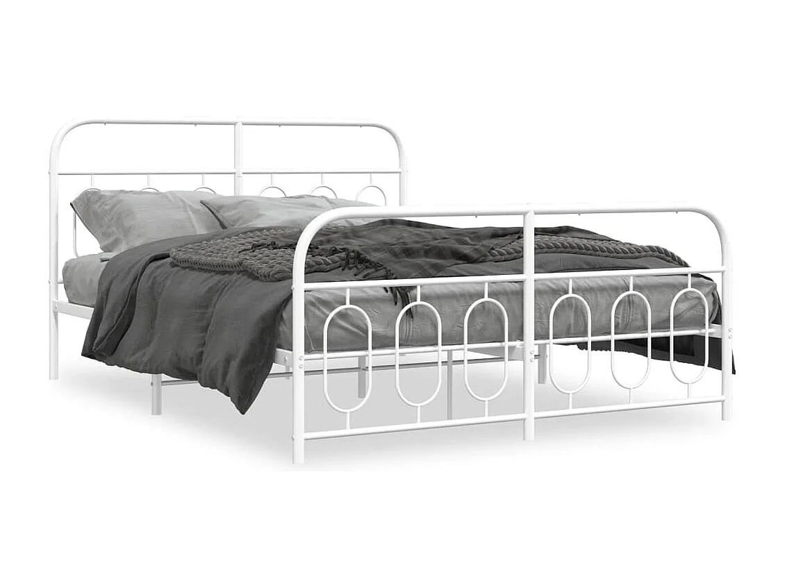 Bedframe met hoofd- en voeteneinde metaal wit 135x190 cm