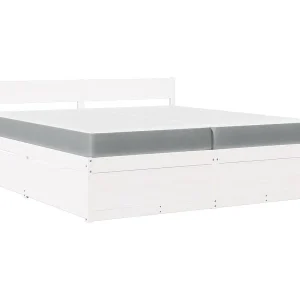 Bed met lades en matras massief grenenhout wit 200×200 cm