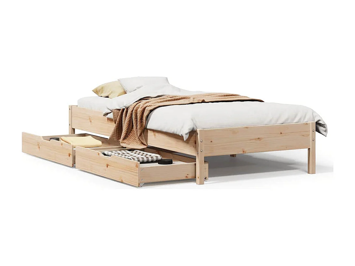 Bedframe zonder matras massief grenenhout 75x190 cm