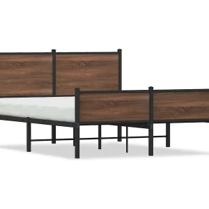 Bedframe zonder matras metaal bruin eikenkleurig 150×200 cm Bedframe zonder matras metaal bruin eikenkleurig 150×200 cm