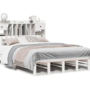 Bed met boekenkast zonder matras grenenhout wit 140×190 cm Bed met boekenkast zonder matras grenenhout wit 140×190 cm