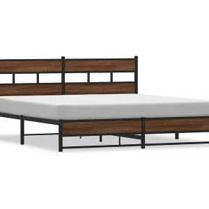 Bedframe zonder matras metaal bruin eikenkleurig 200×200 cm Bedframe zonder matras metaal bruin eikenkleurig 200×200 cm
