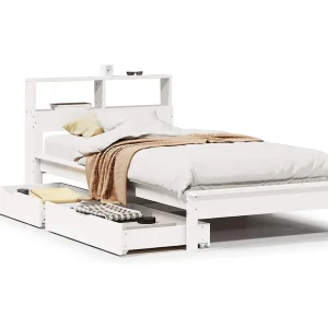 Bed met boekenkast zonder matras grenenhout wit 100×200 cm Bed met boekenkast zonder matras grenenhout wit 100×200 cm