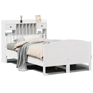 Bed met boekenkast zonder matras grenenhout wit 135×190 cm Bed met boekenkast zonder matras grenenhout wit 135×190 cm
