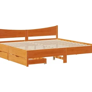 Bedframe met lades massief grenenhout wasbruin 180×200 cm Bedframe met lades massief grenenhout wasbruin 180×200 cm