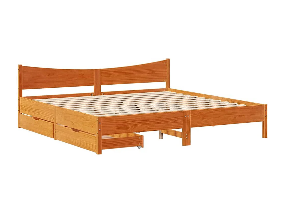 Bedframe met lades massief grenenhout wasbruin 180x200 cm