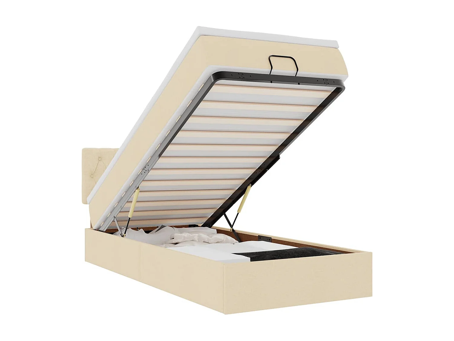 Bed met matras 90x200 cm stof crèmekleurig