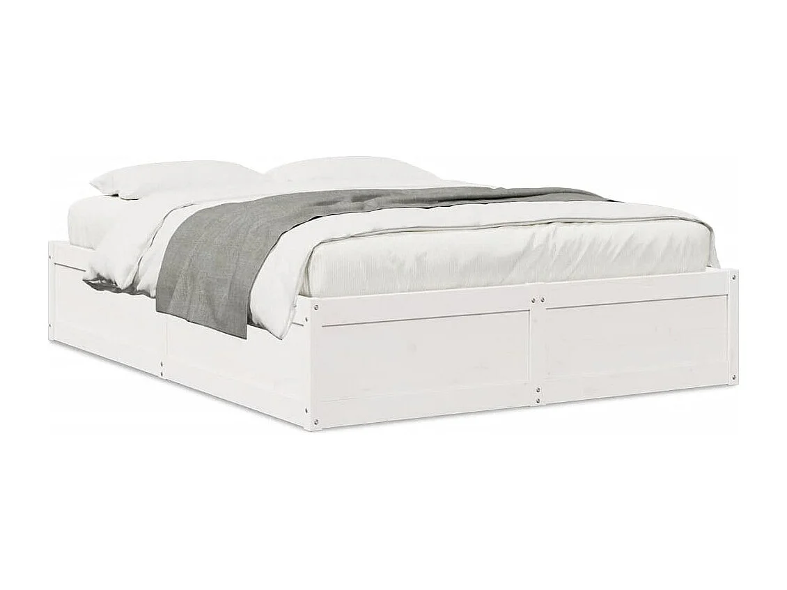 Bedframe zonder matras massief grenenhout wit 140x190 cm