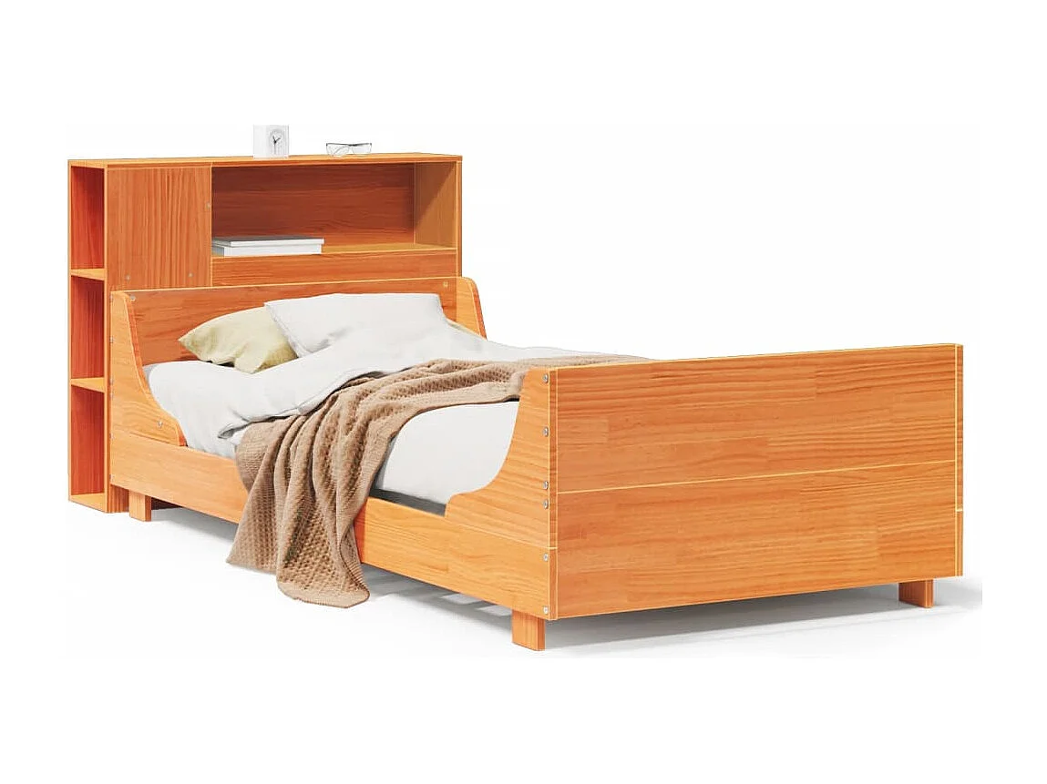 Bedframe zonder matras massief grenenhout wasbruin 100x200 cm