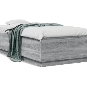 Bedframe bewerkt hout grijs sonoma eikenkleurig 75×190 cm