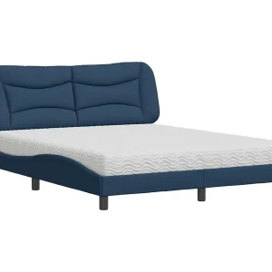 Bed met matras "Hvar" stof blauw 160×200 cm Bed met matras "Hvar" stof blauw 160×200 cm