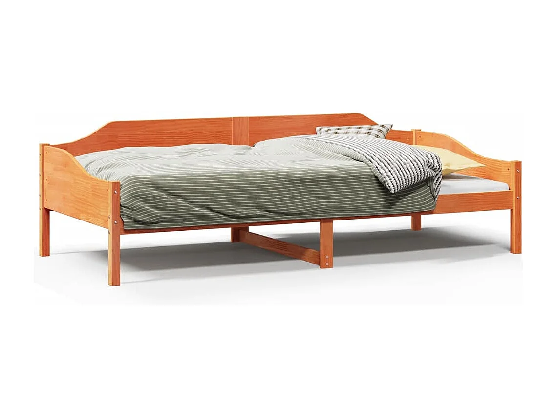 Bedframe zonder matras massief grenenhout wasbruin 90x200 cm