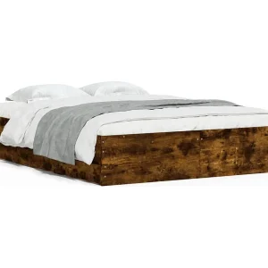 Bedframe met lades bewerkt hout gerookt eikenkleurig 140×200 cm Bedframe met lades bewerkt hout gerookt eikenkleurig 140×200 cm