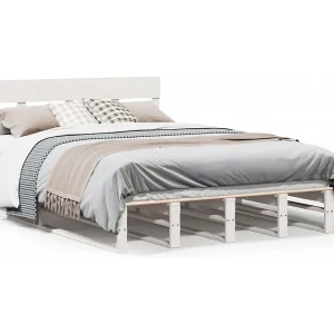Bedframe zonder matras massief grenenhout wit 140×190 cm Bedframe zonder matras massief grenenhout wit 140×190 cm