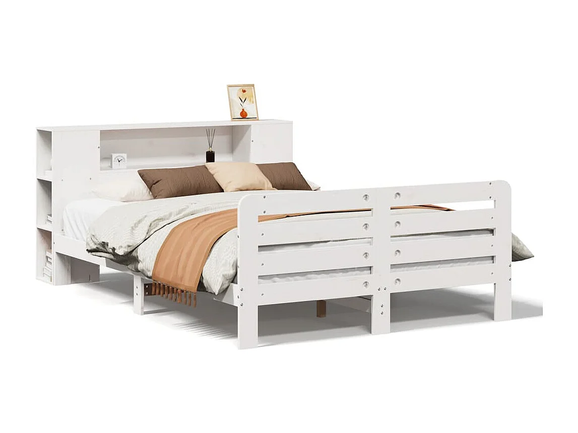 Bedframe zonder matras massief grenenhout wit 150x200 cm