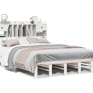 Bed met boekenkast zonder matras grenenhout wit 160×200 cm Bed met boekenkast zonder matras grenenhout wit 160×200 cm