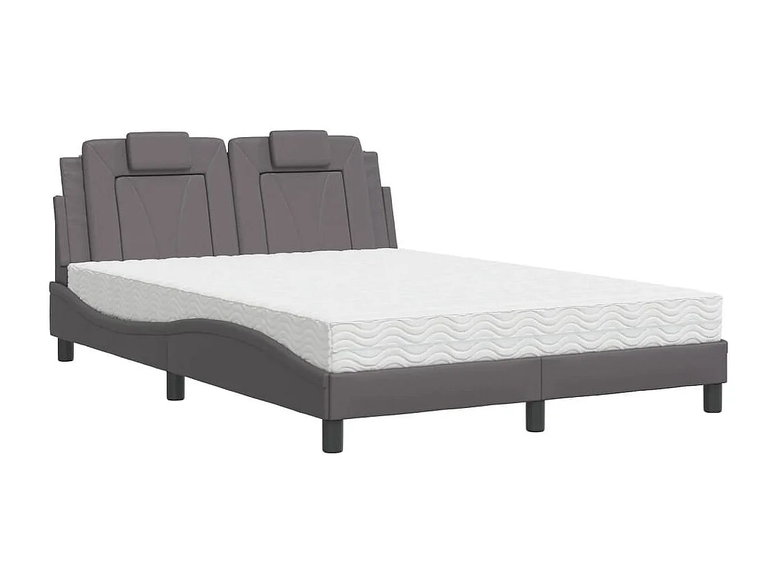 Bed "Viana" met matras kunstleer grijs 140x190 cm