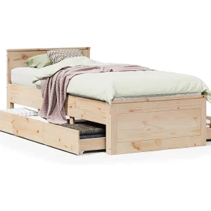 Bedframe met hoofdbord zonder matras grenenhout 75×190 cm Bedframe met hoofdbord zonder matras grenenhout 75×190 cm