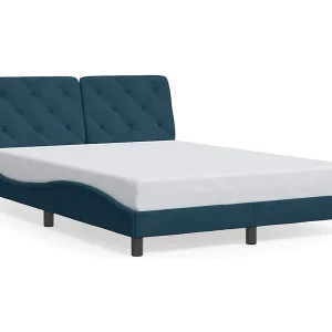 Bedframe zonder matras fluweel blauw 140×200 cm Bedframe zonder matras fluweel blauw 140×200 cm