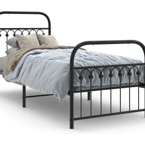 Bedframe met hoofd- en voeteneinde metaal zwart 75×190 cm Bedframe met hoofd- en voeteneinde metaal zwart 75×190 cm