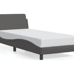 Bedframe "Dover" kunstleer grijs 80×200 cm