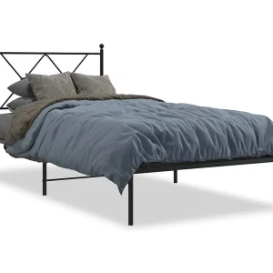 Bedframe met hoofdbord metaal zwart 90×190 cm Bedframe met hoofdbord metaal zwart 90×190 cm