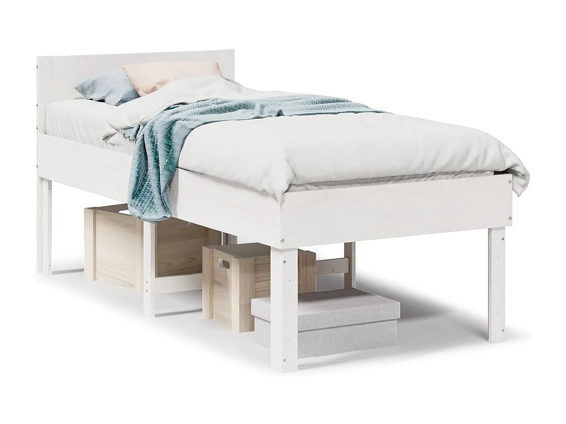 Bedframe zonder matras massief grenenhout wit 90x190 cm