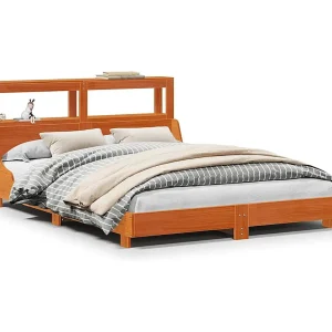 Bed met matras massief grenenhout wasbruin 140×190 cm Bed met matras massief grenenhout wasbruin 140×190 cm