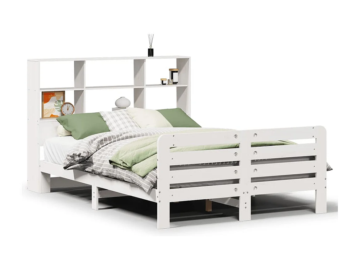 Bedframe zonder matras massief grenenhout wit 140x200 cm