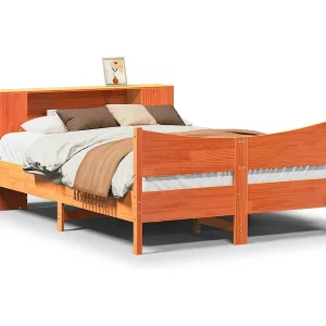 Bedframe zonder matras massief grenenhout wasbruin 135×190 cm Bedframe zonder matras massief grenenhout wasbruin 135×190 cm