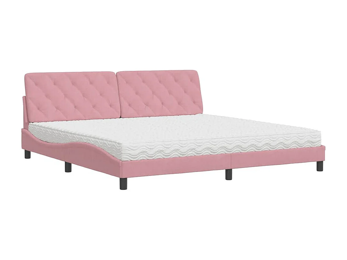Bed met matras fluweel roze 200x200 cm
