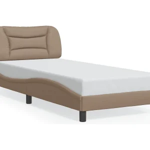 Bedframe zonder matras "Hvar" kunstleer cappucinnokleurig 90×190 cm Bedframe zonder matras "Hvar" kunstleer cappucinnokleurig 90×190 cm