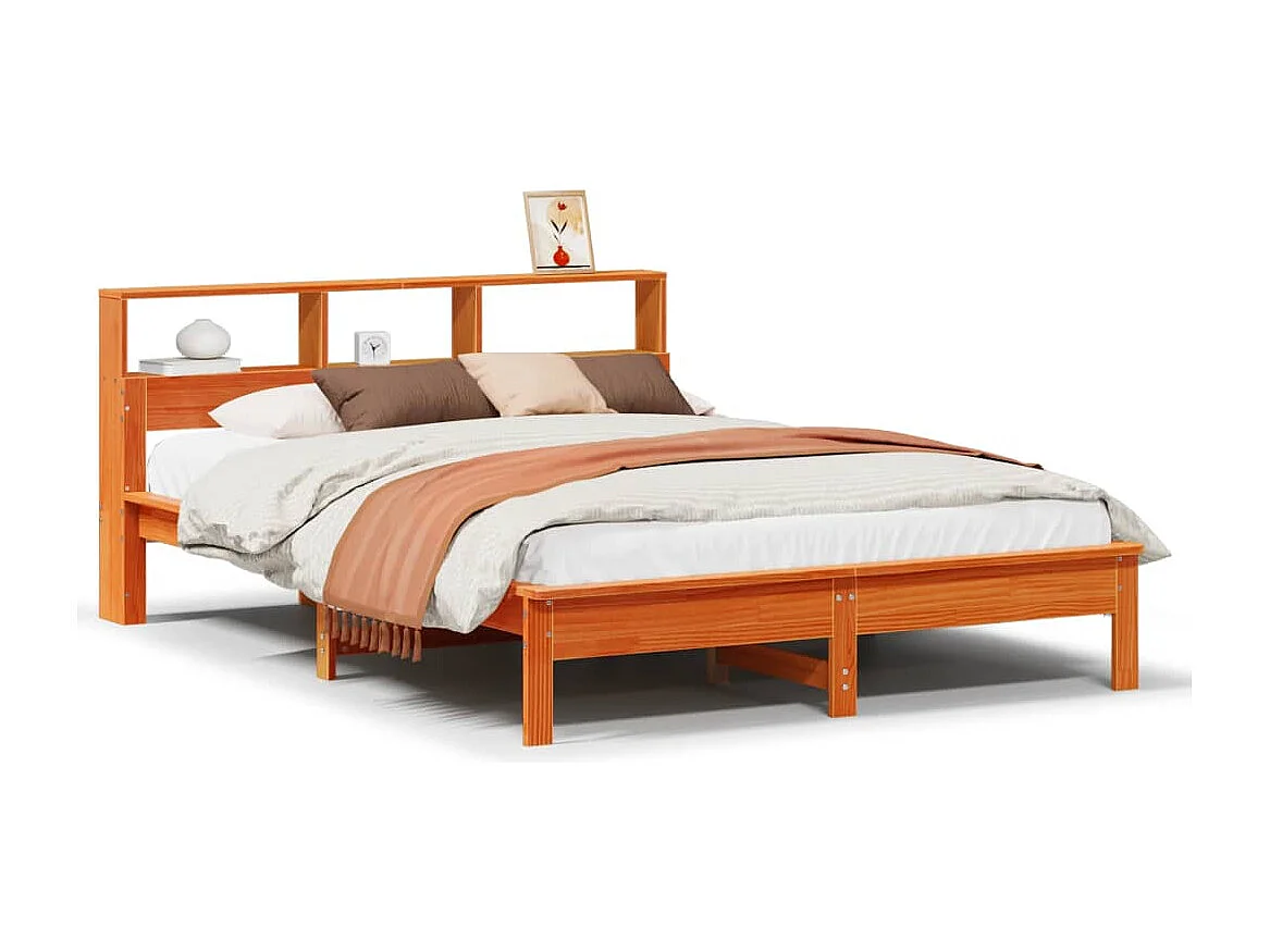 Bedframe zonder matras massief grenenhout wasbruin 160x200 cm