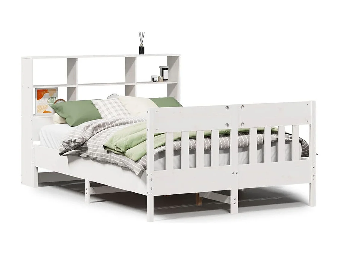 Bedframe zonder matras massief grenenhout wit 140x200 cm