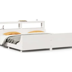Bedframe zonder matras massief grenenhout wit 200×200 cm Bedframe zonder matras massief grenenhout wit 200×200 cm