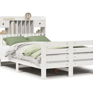 Bed met boekenkast zonder matras grenenhout wit 135×190 cm Bed met boekenkast zonder matras grenenhout wit 135×190 cm