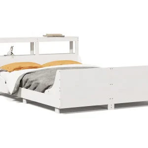 Bedframe zonder matras massief grenenhout wit 150×200 cm