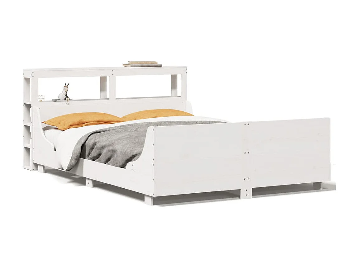 Bedframe zonder matras massief grenenhout wit 150x200 cm