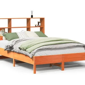 Bed met boekenkast zonder matras grenenhout wasbruin 120×190 cm Bed met boekenkast zonder matras grenenhout wasbruin 120×190 cm